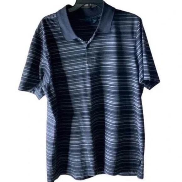 Perry Ellis Polo Mens Charcoal Gray Striped Short Sleeves Shirt Size Extra Large - Picture 1 of 7